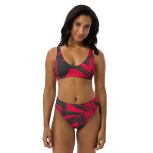 Bikini reciclado talle alto "Red Black"