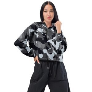 Cortavientos crop para mujer "Camuflaje Gris"