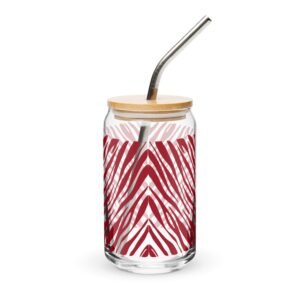 Vaso con forma de lata 16 oz "Animal print red"
