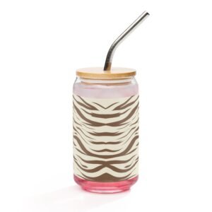 Vaso con forma de lata 16 oz "Animal print brown"
