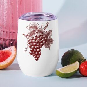 Vaso de vino de acero inoxidable 12 oz "Racimo de uvas"