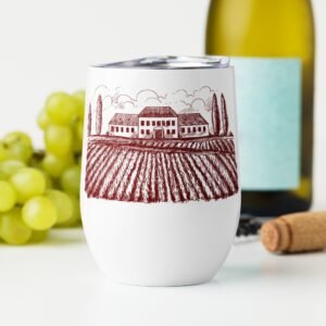 Vaso de vino de acero inoxidable 12 oz "Viñedo"