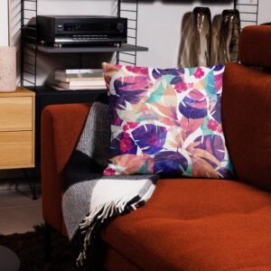 Funda de cojín premium "Purple leafs"