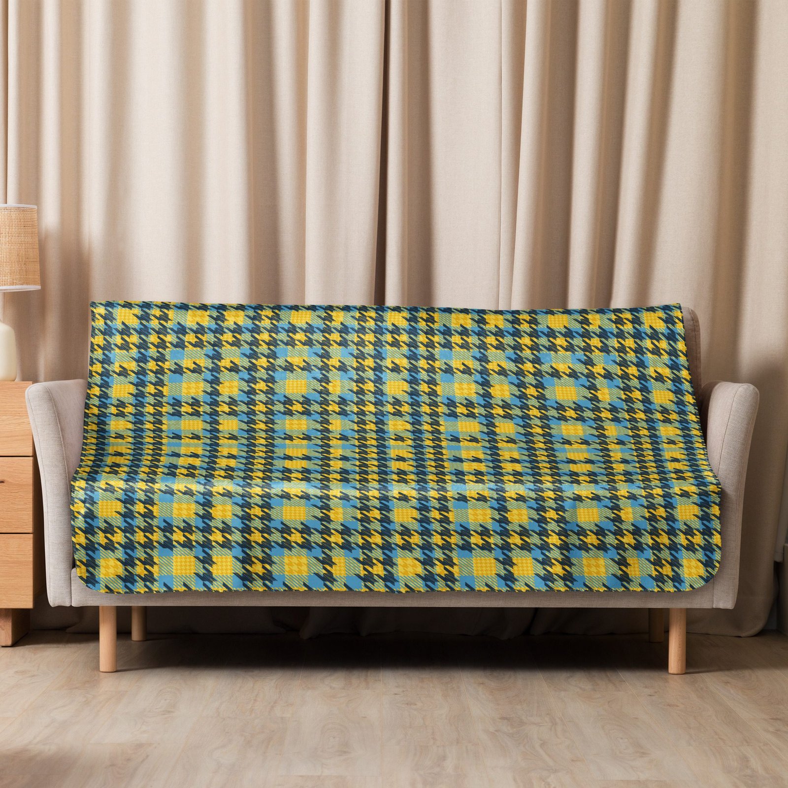 Manta sherpa "Yellow square houndstooth" - Imagen 2