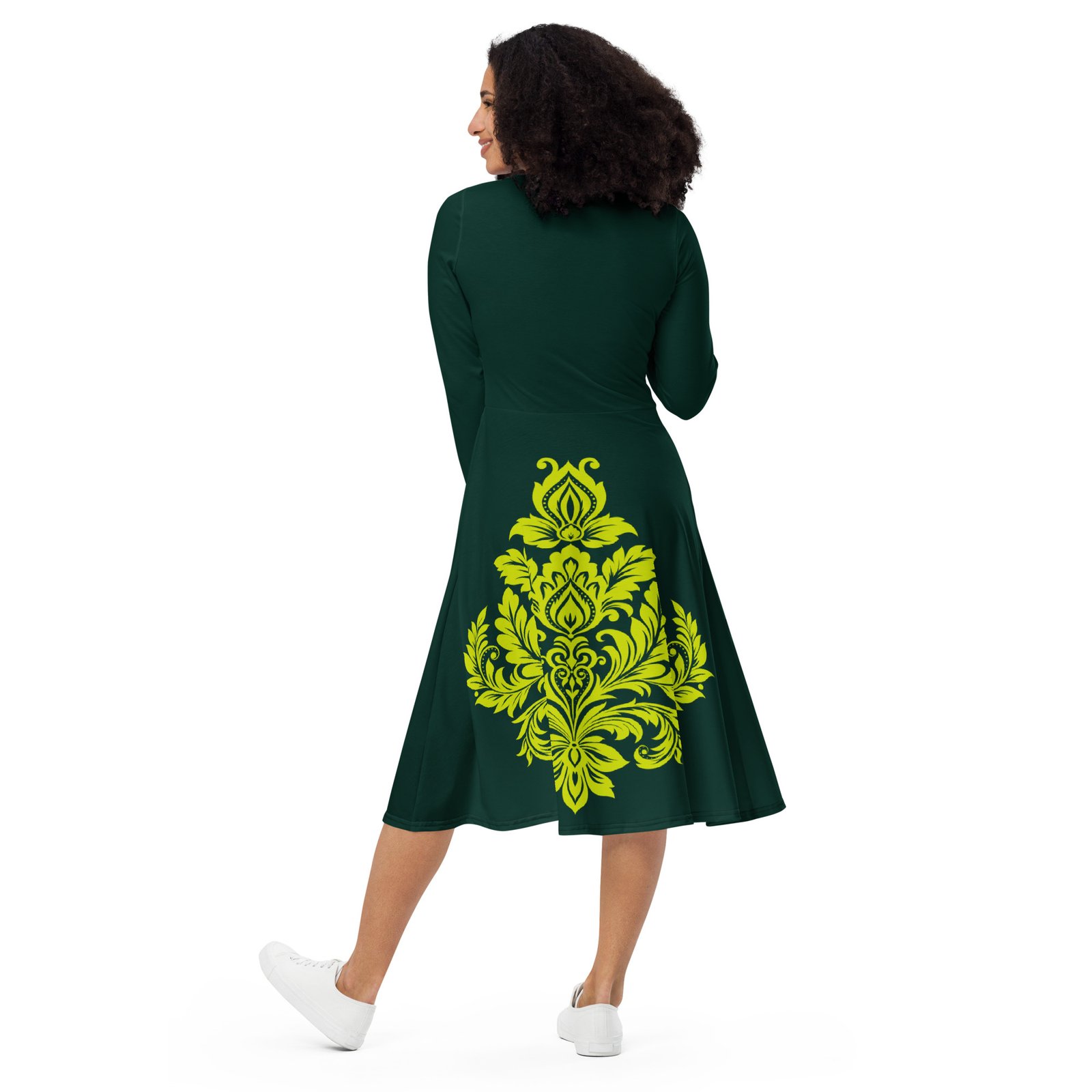 Vestido midi con manga larga "Damask floral vf" - Imagen 2