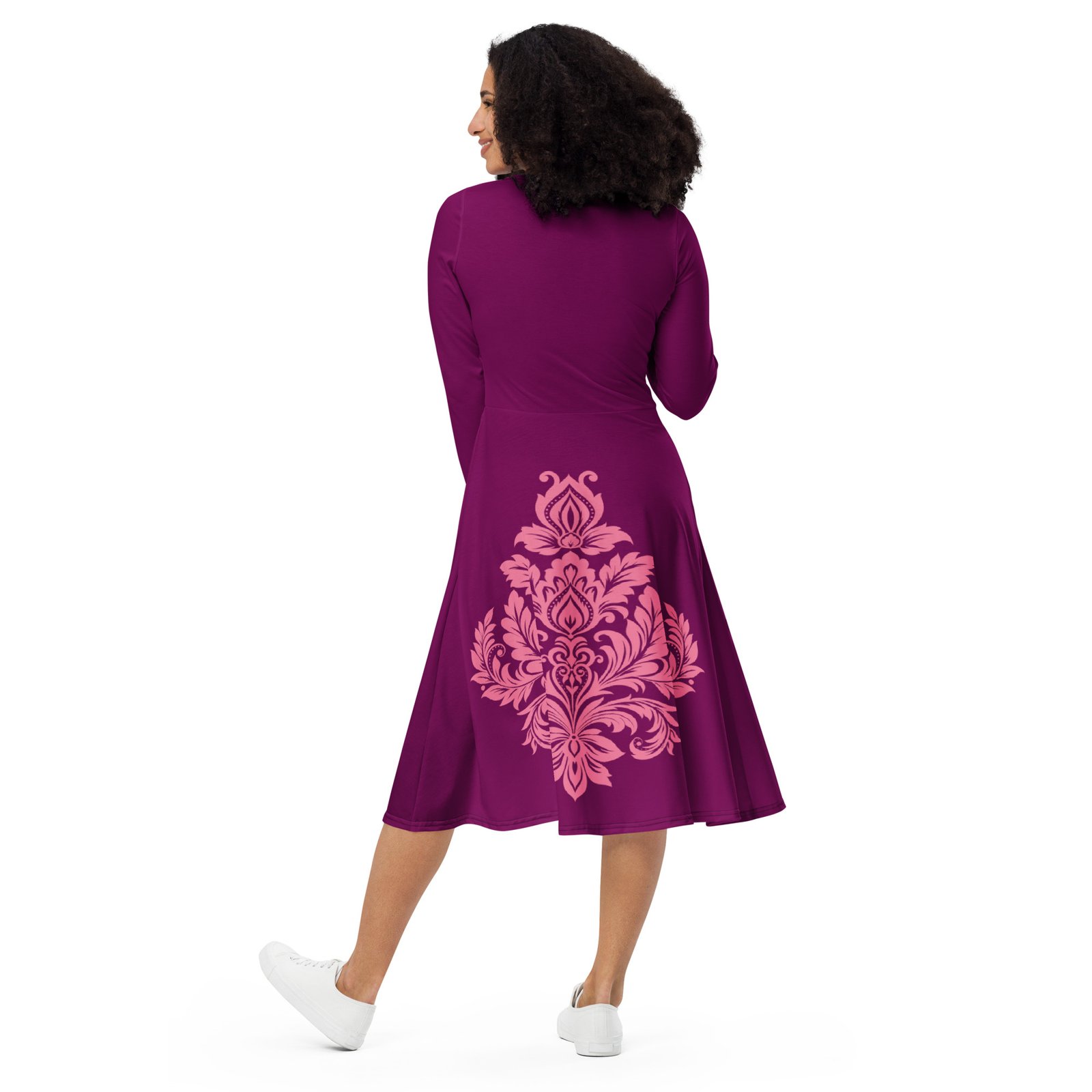 Vestido midi con manga larga "Damask floral" - Imagen 3