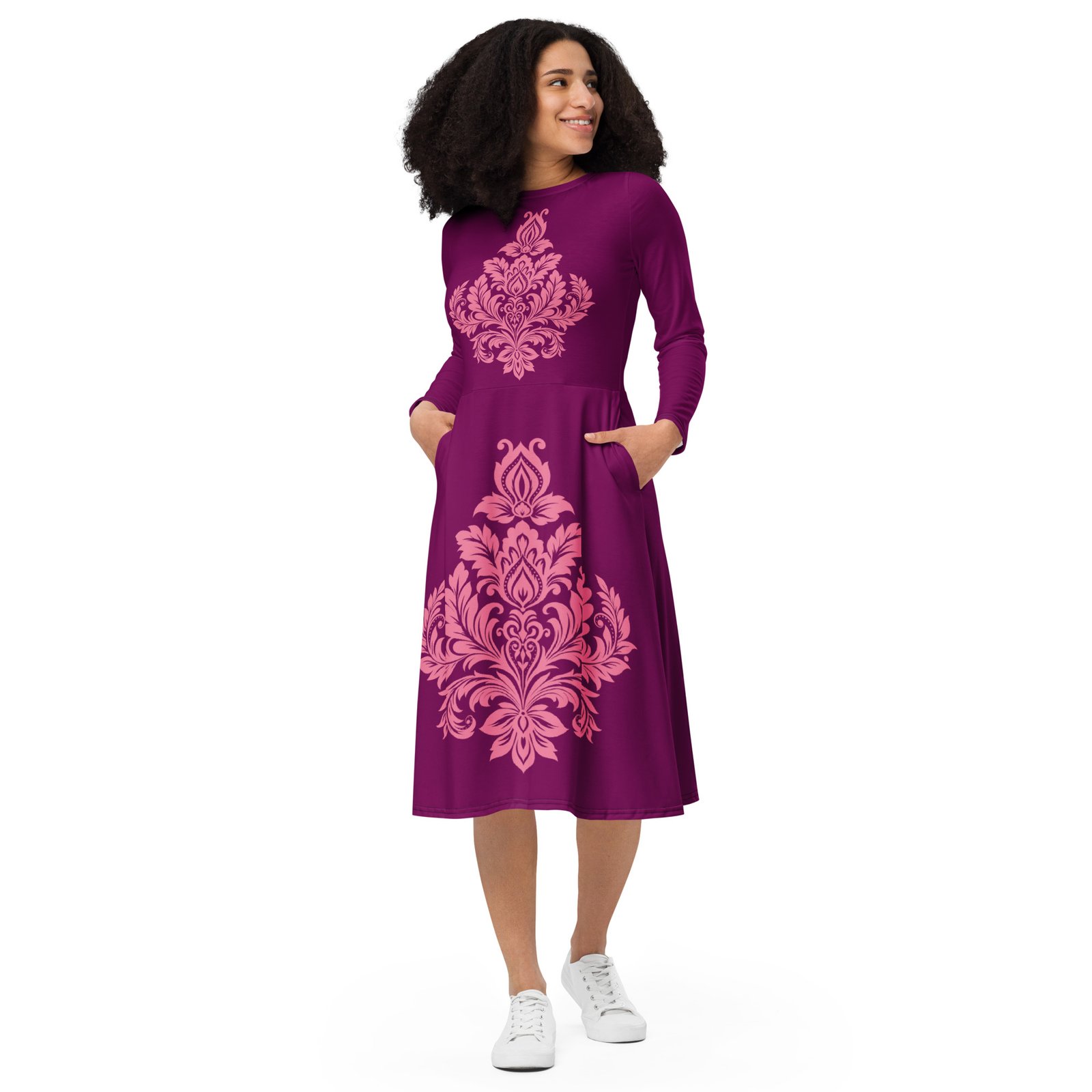 Vestido midi con manga larga "Damask floral" - Imagen 2